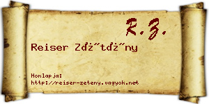 Reiser Zétény névjegykártya